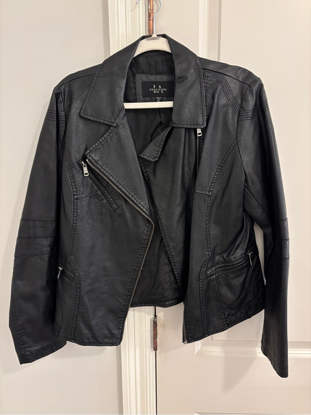 Vintage Black Oversized Leather Jacket